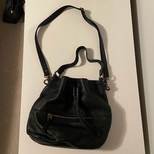 FOSSIL Drawing Black Leather Bucket Bag NEW